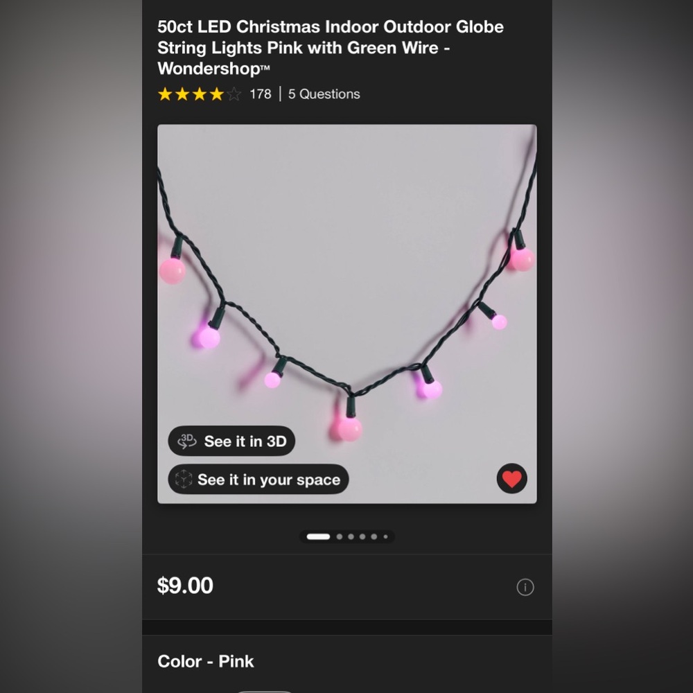ISO ONLY!!! Target WonderedShop Pink Christmas Lights